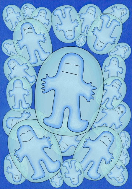 Blue Babies — a cluster of small blue ghost-like figures